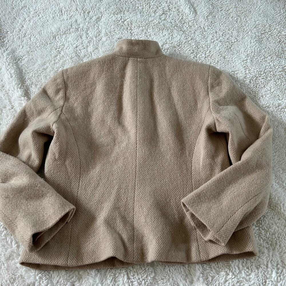 VTG LRL Wool Blend Jacket Herringbone Cream 14 Preppy Career Business Old Money - Picture 2 of 6